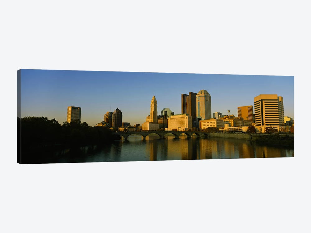 High angle view of buildings at the waterfront, Columbus, Ohio, USA 1-piece Canvas Artwork