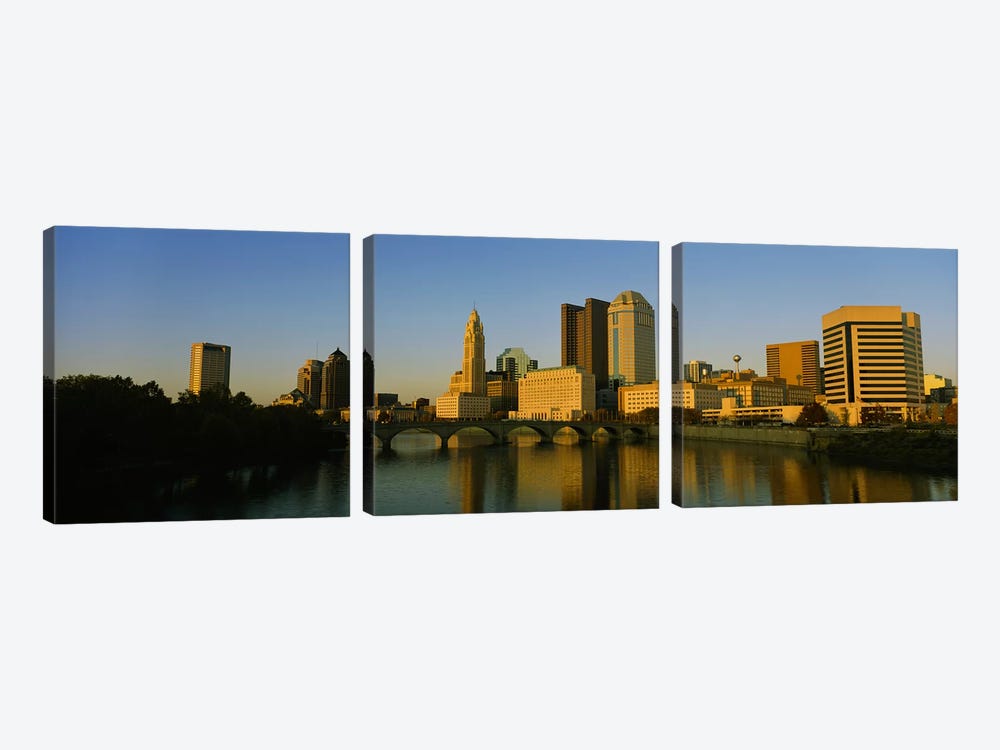 High angle view of buildings at the waterfront, Columbus, Ohio, USA 3-piece Canvas Art
