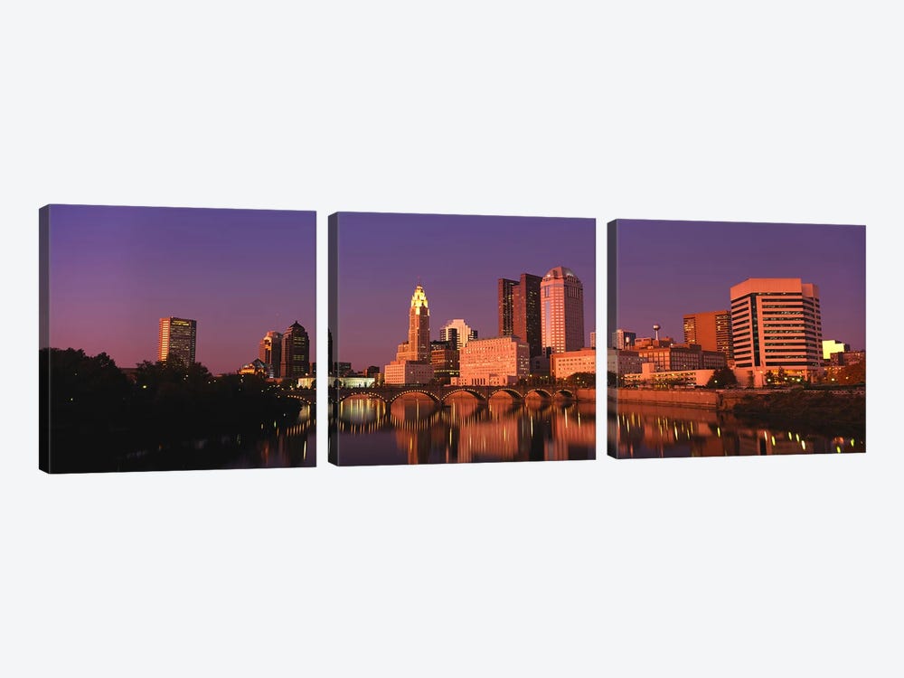 Buildings at the waterfront, Columbus, Ohio, USA by Panoramic Images 3-piece Art Print