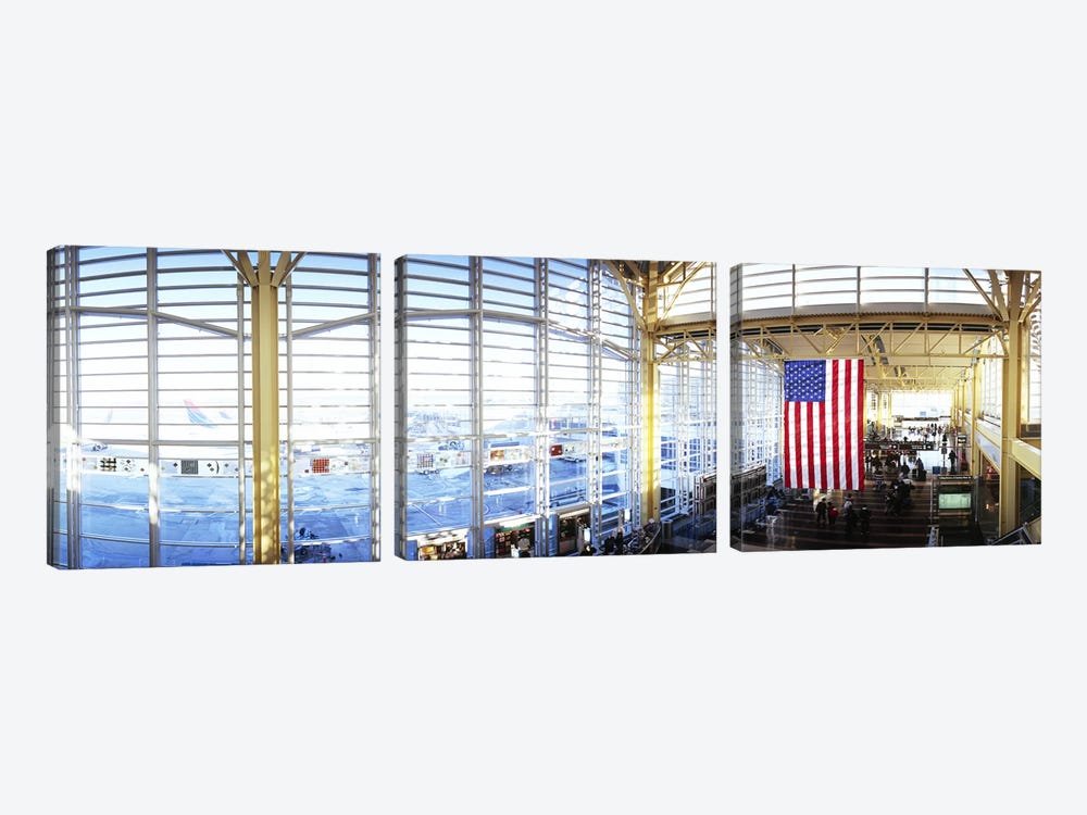 Interior of an airport, Ronald Reagan Washington National Airport, Washington DC, USA by Panoramic Images 3-piece Canvas Artwork