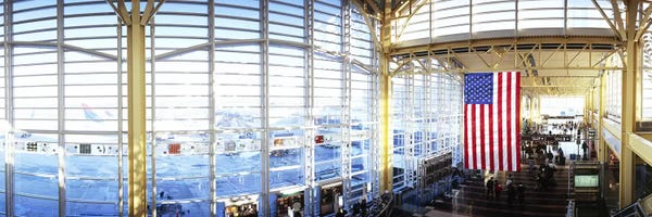 Interior of an airport, Ronald Reagan Washington National Airport, Washington DC, USA