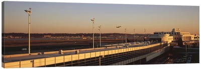 High angle view of an airport, Ronald Reagan Washington National Airport, Washington DC, USA Canvas Art Print - Airport Art