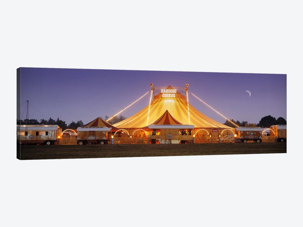 An Illuminated Big Top At Dusk, Narodni Cirkus, Prague, Czech Republic by Panoramic Images 1-piece Canvas Art Print