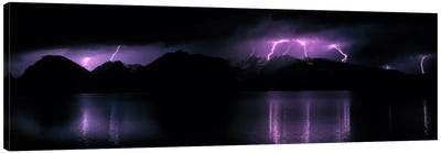 Teton Range w/lightning Grand Teton National Park WY USA Canvas Art Print - Lightning