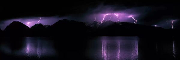 Lightning: Teton Range w/lightning Grand Teton National Park WY USA by Panoramic Images