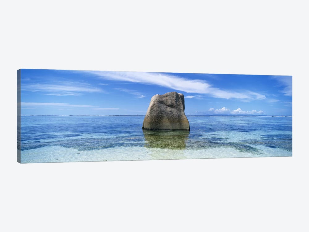 Boulder in the sea, Anse Source D'argent Beach, La Digue Island, Seychelles by Panoramic Images 1-piece Canvas Print