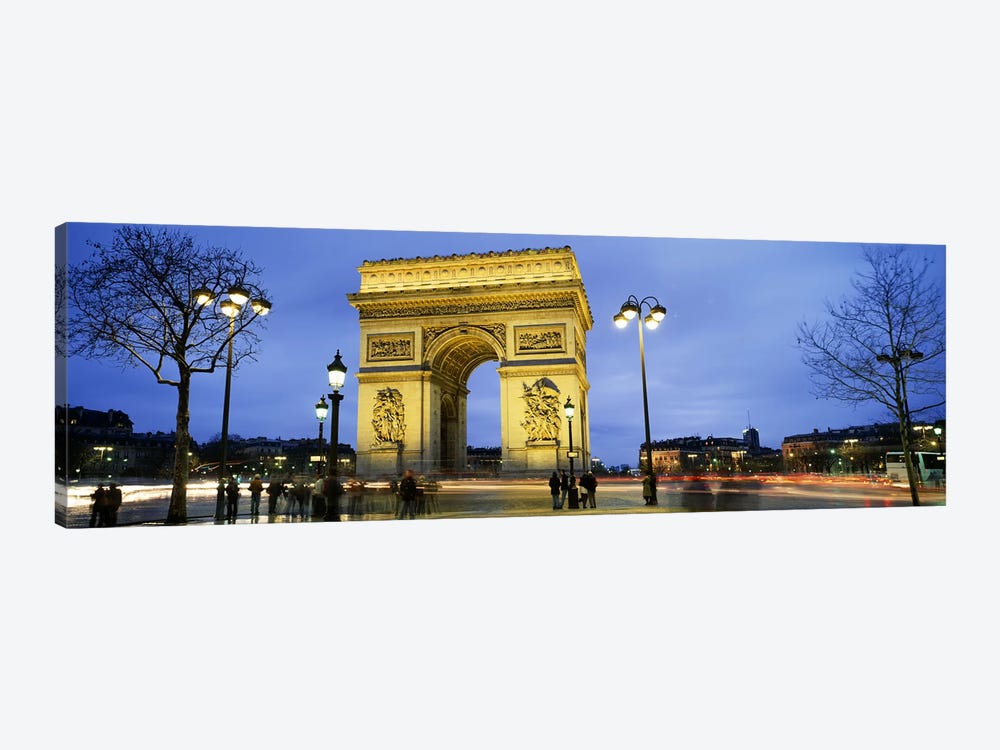 Tourists walking in front of a monument, Arc de Triomphe, Paris, France by Panoramic Images 1-piece Canvas Print