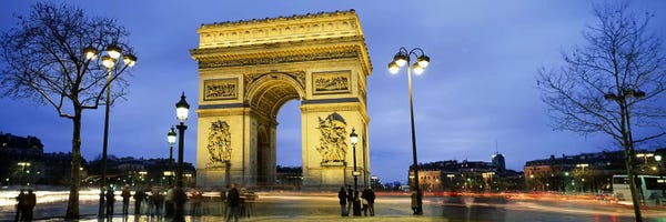 Paris Photography: Tourists walking in front of a monument, Arc de Triomphe, Paris, France by Panoramic Images