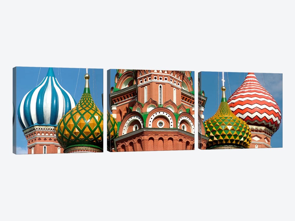 Mid section view of a cathedral, St. Basil's Cathedral, Red Square, Moscow, Russia by Panoramic Images 3-piece Canvas Wall Art