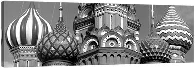 Mid section view of a cathedral, St. Basil's Cathedral, Red Square, Moscow, Russia (black & white) Canvas Art Print - Moscow Art