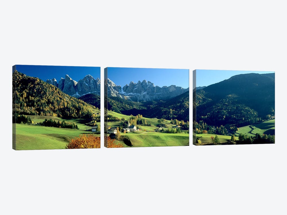 Santa Maddalena, Val di Funes, South Tyrol, Trentino-Alto Adige, Italy by Panoramic Images 3-piece Canvas Wall Art