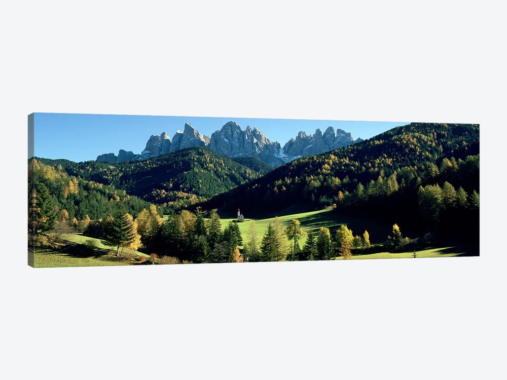 Distant View Of St. Johann (Giovanni) Church, Val di Funes, South Tyrol, Italy by Panoramic Images 1-piece Canvas Art