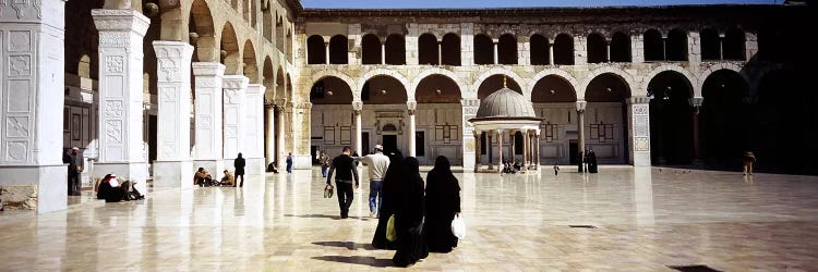 Group of people walking in the courtyard of a mosque, Umayyad Mosque, Damascus, Syria