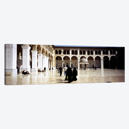 Group of people walking in the courtyard of a mosque, Umayyad Mosque, Damascus, Syria Canvas Print #PIM5413} by Panoramic Images Canvas Art Print