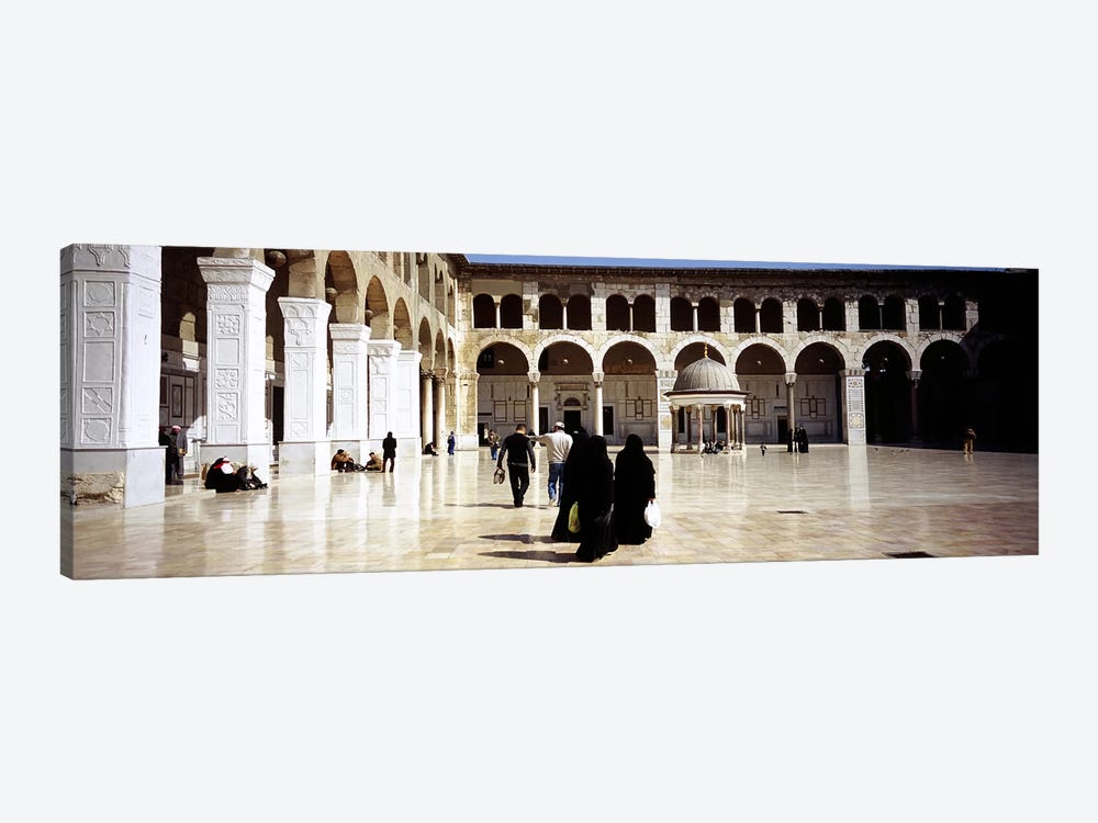 Group of people walking in the courtyard of a mosque, Umayyad Mosque, Damascus, Syria by Panoramic Images 1-piece Canvas Art Print