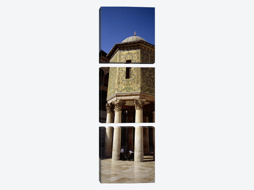 Two people sitting in a mosque, Umayyad Mosque, Damascus, Syria by Panoramic Images 3-piece Canvas Print