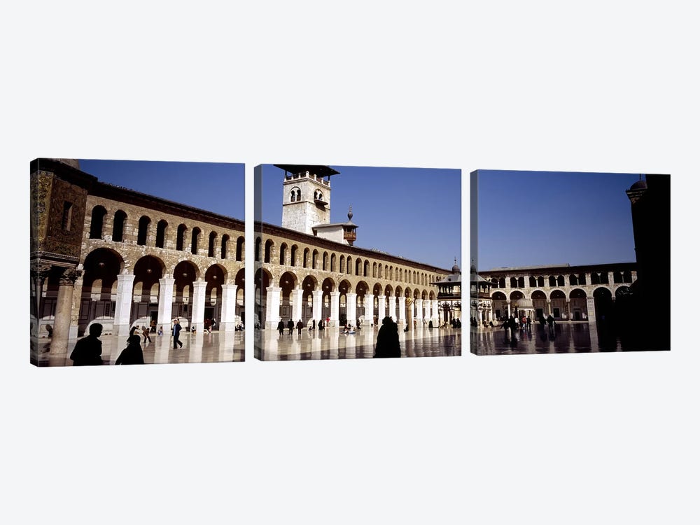 Group of people walking in the courtyard of a mosque, Umayyad Mosque, Damascus, Syria #2 by Panoramic Images 3-piece Canvas Artwork