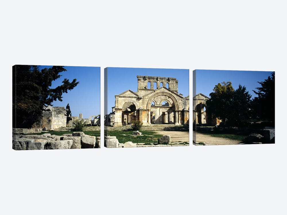 Old ruins of a church, St. Simeon The Stylite Abbey, Aleppo, Syria by Panoramic Images 3-piece Canvas Art Print