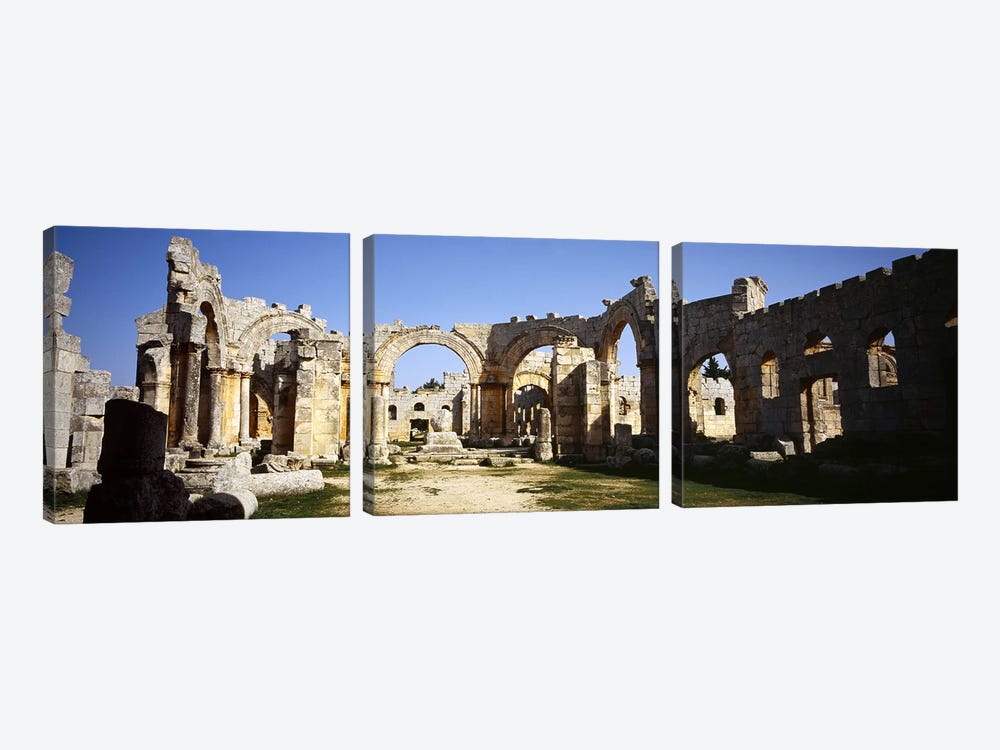 Old ruins of a church, St. Simeon The Stylite Abbey, Aleppo, Syria #2 by Panoramic Images 3-piece Canvas Art