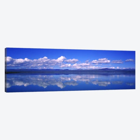 Fluffy Clouds And Their Reflections In The Olfusa, Iceland Canvas Print #PIM5446} by Panoramic Images Art Print