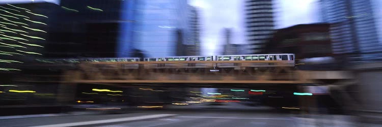 Electric train crossing a bridge, Chicago, Illinois, USA