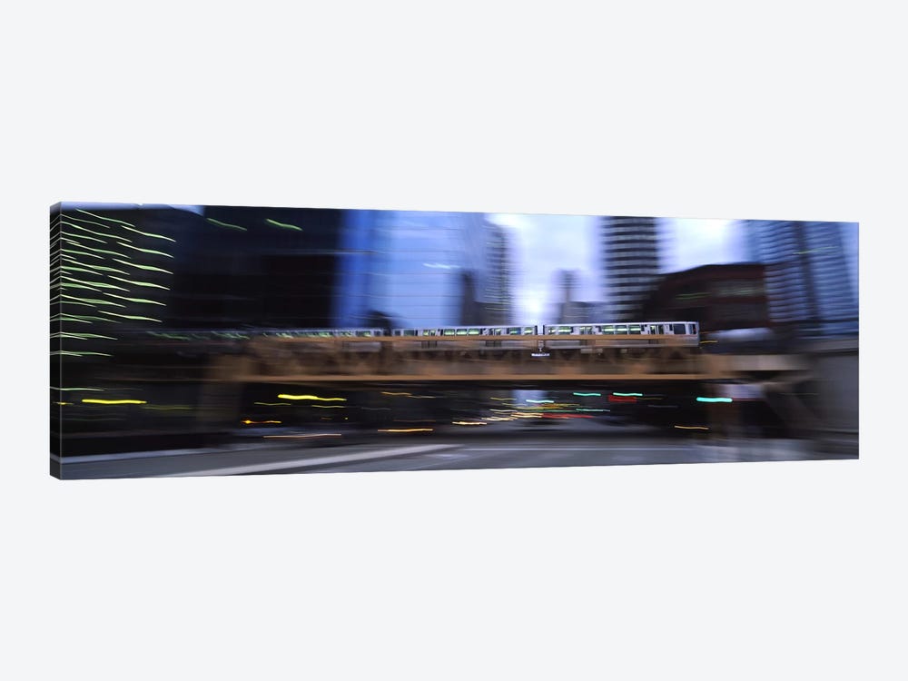 Electric train crossing a bridge, Chicago, Illinois, USA by Panoramic Images 1-piece Canvas Wall Art