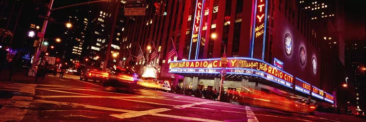 Bluirred Motion View Of Traffic Around Radio City Music Hall, Rockefeller Center, Manhattan, New York City, New York, USA