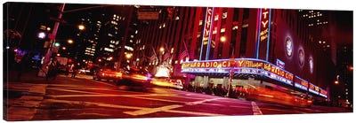 Bluirred Motion View Of Traffic Around Radio City Music Hall, Rockefeller Center, Manhattan, New York City, New York, USA Canvas Art Print