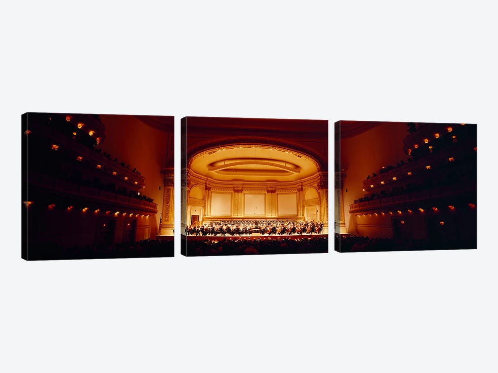 Performers on a stage, Carnegie Hall, New York City, New York state, USA by Panoramic Images 3-piece Canvas Print