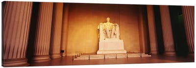 Low angle view of a statue of Abraham Lincoln, Lincoln Memorial, Washington DC, USA Canvas Art Print - Abraham Lincoln