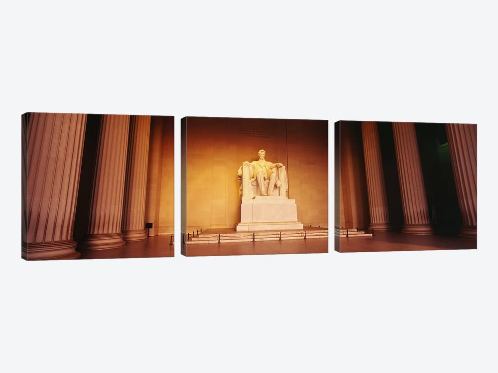 Low angle view of a statue of Abraham Lincoln, Lincoln Memorial, Washington DC, USA by Panoramic Images 3-piece Canvas Print