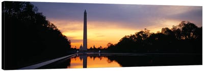 Silhouette of an obelisk at dusk, Washington Monument, Washington DC, USA Canvas Art Print - Monument Art