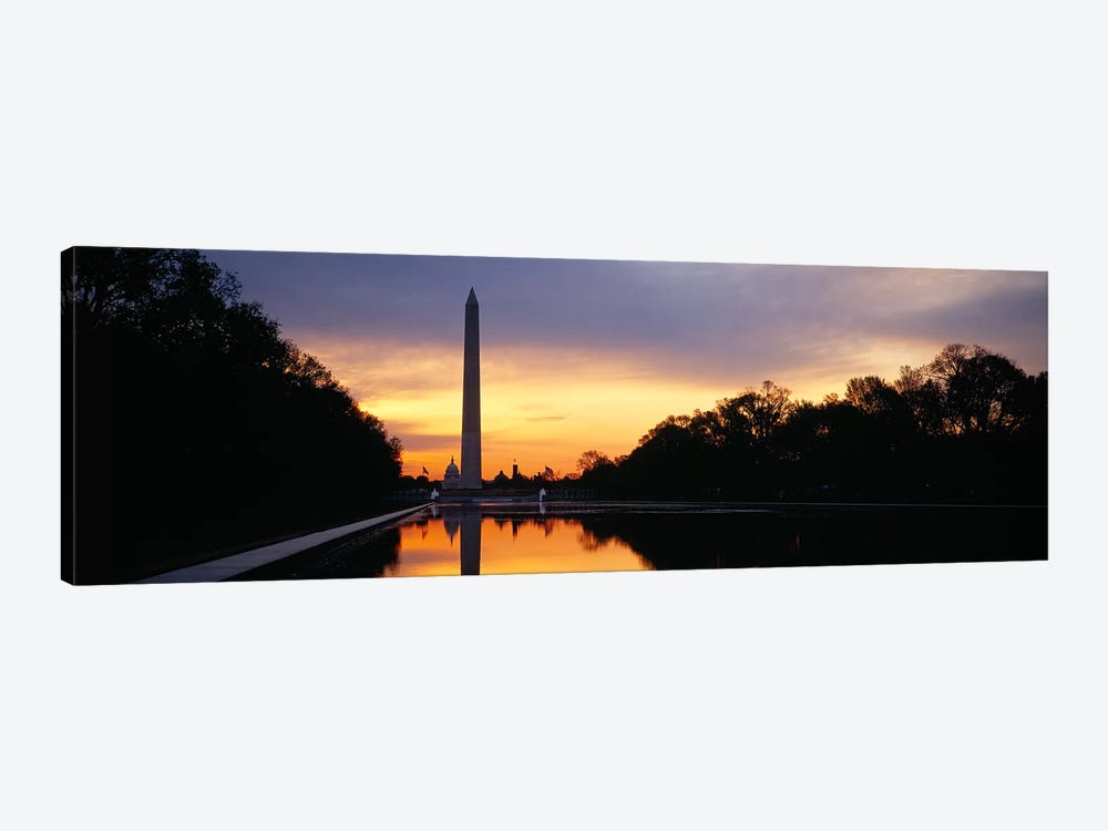 Silhouette of an obelisk at dusk, Washington Monument, Washington DC, USA by Panoramic Images 1-piece Canvas Artwork