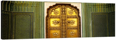 Close-up of a closed door of a palace, Jaipur City Palace, Jaipur, Rajasthan, India Canvas Art Print - India Art