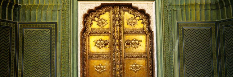 Close-up of a closed door of a palace, Jaipur City Palace, Jaipur, Rajasthan, India