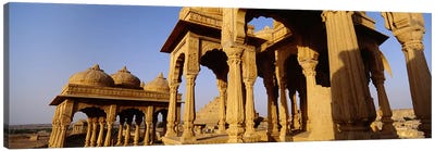 Low angle view of monuments at a place of burial, Jaisalmer, Rajasthan, India Canvas Art Print - Column Art
