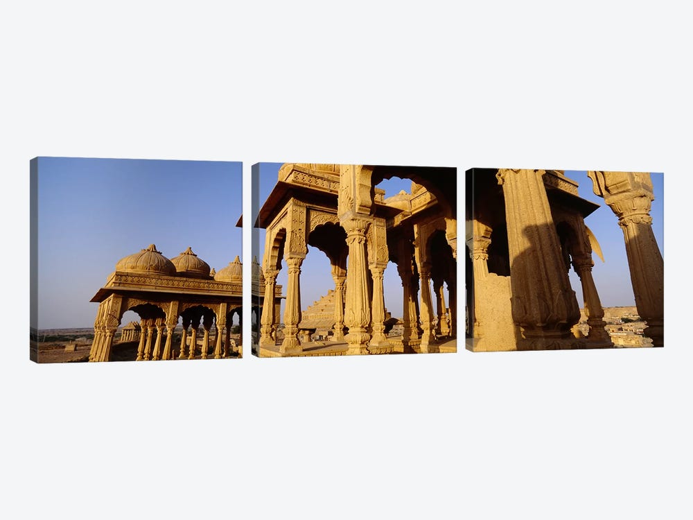 Low angle view of monuments at a place of burial, Jaisalmer, Rajasthan, India by Panoramic Images 3-piece Art Print