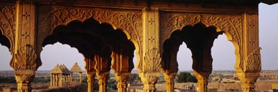 Monuments at a place of burial, Jaisalmer, Rajasthan, India by Panoramic Images framed canvas print