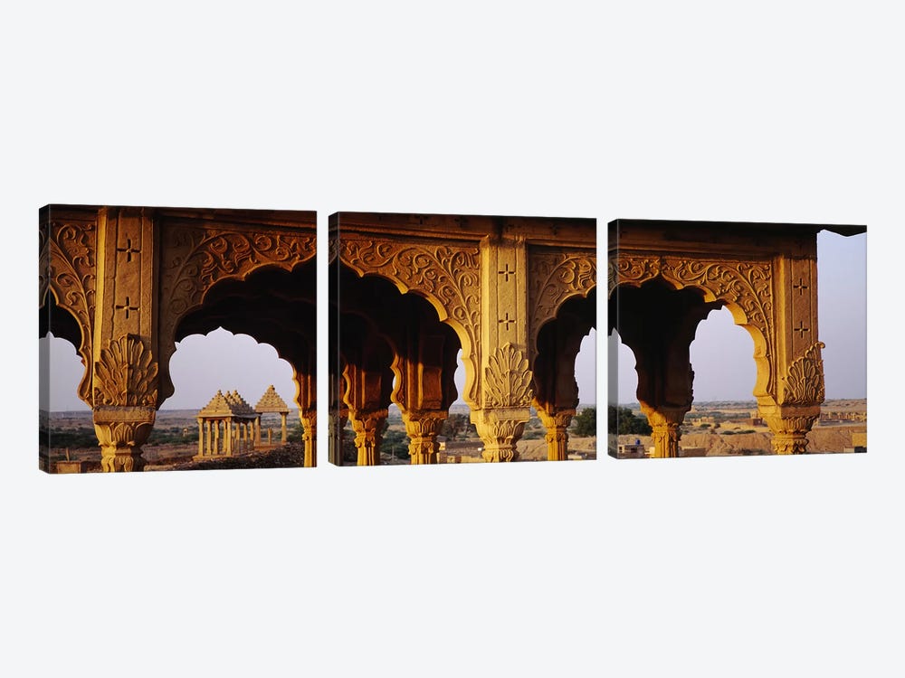 Monuments at a place of burial, Jaisalmer, Rajasthan, India by Panoramic Images 3-piece Canvas Artwork