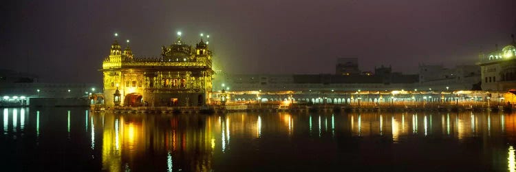 Temple lit up at night, Golden Temple, Amritsar, Punjab, India