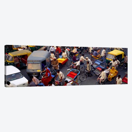 Traffic Jam In Old Delhi, Delhi, India Canvas Print #PIM5481} by Panoramic Images Canvas Art