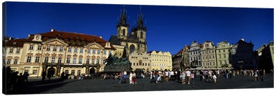 Group of people at a town square, Prague Old Town Square, Old Town, Prague, Czech Republic Canvas Art Print - Christian Art