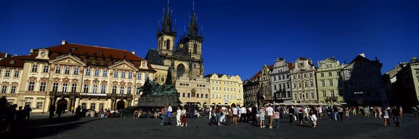 Czech Republic: Group of people at a town square, Prague Old Town Square, Old Town, Prague, Czech Republic by Panoramic Images