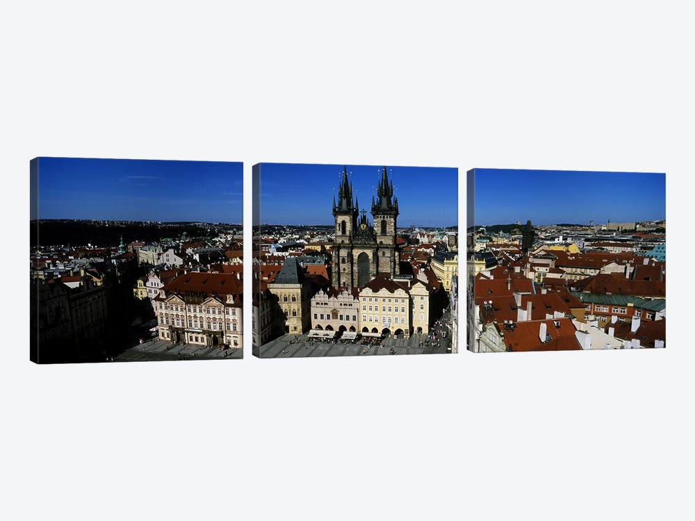 High angle view of a cityscape, Prague Old Town Square, Old Town, Prague, Czech Republic by Panoramic Images 3-piece Canvas Artwork