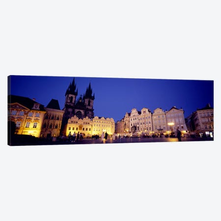 Buildings lit up at dusk, Prague Old Town Square, Old Town, Prague, Czech Republic Canvas Print #PIM5500} by Panoramic Images Canvas Print