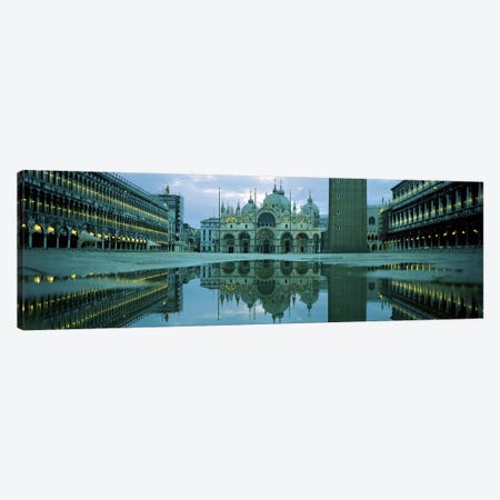 Reflection of a cathedral on water, St. Mark's Cathedral, St. Mark's Square, Venice, Veneto, Italy Canvas Print #PIM5506} by Panoramic Images Canvas Artwork