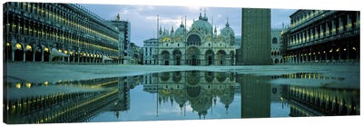 Reflection of a cathedral on water, St. Mark's Cathedral, St. Mark's Square, Venice, Veneto, Italy Canvas Art Print - Churches & Places of Worship