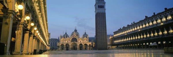 Places Of Worship: Cathedral lit up at dusk, St. Mark's Cathedral, St. Mark's Square, Venice, Veneto, Italy #2 by Panoramic Images