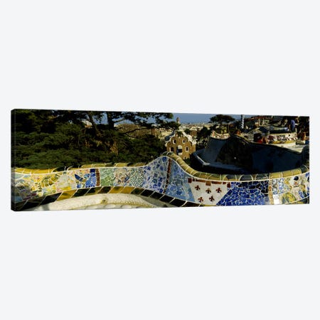 Antoni Gaudi's Mosaic On The Back Of The Terrace's Serpentine Bench, Parc Guell, Barcelona, Catalonia, Spain Canvas Print #PIM5513} by Panoramic Images Canvas Art