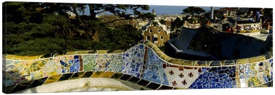 Antoni Gaudi's Mosaic On The Back Of The Terrace's Serpentine Bench, Parc Guell, Barcelona, Catalonia, Spain Canvas Art Print - Catalonia Art